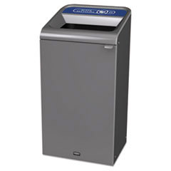 Configure Indoor Recycling Waste Receptacle, Mixed Recycling, 23 gal, Metal, Gray
